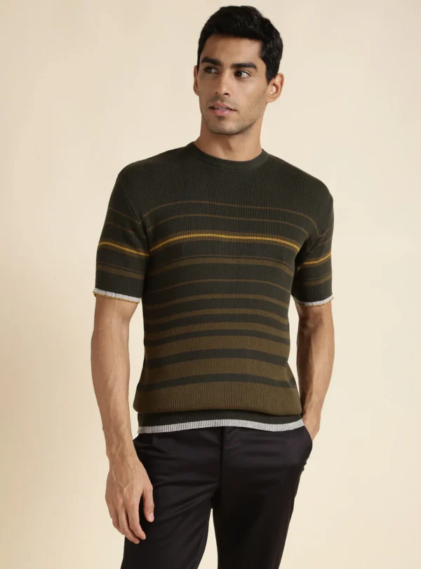 Dark Moss Striper Crew - Image 2