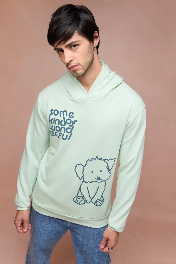 Men Mint Green Dog Loves Me Hoodie