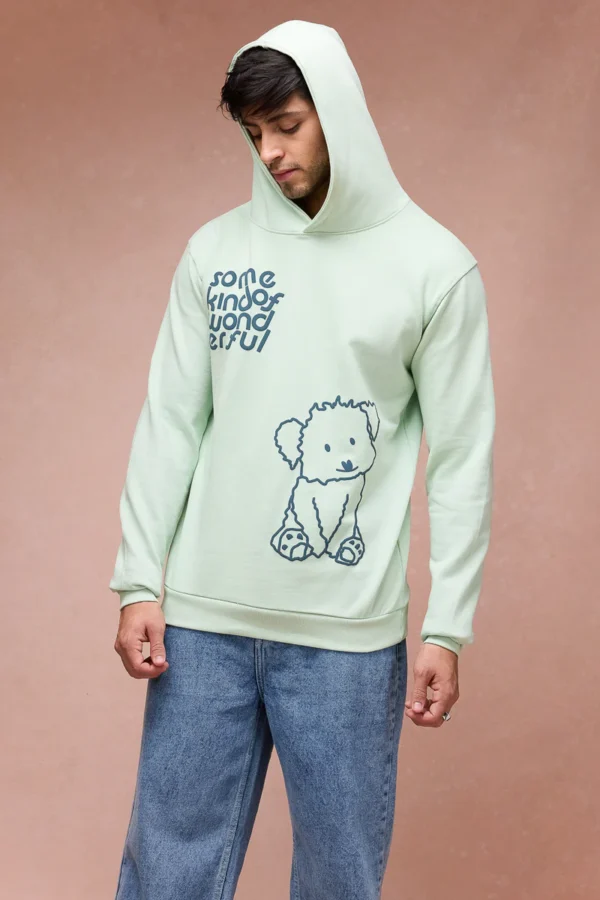 Men Mint Green Dog Loves Me Hoodie - Image 4