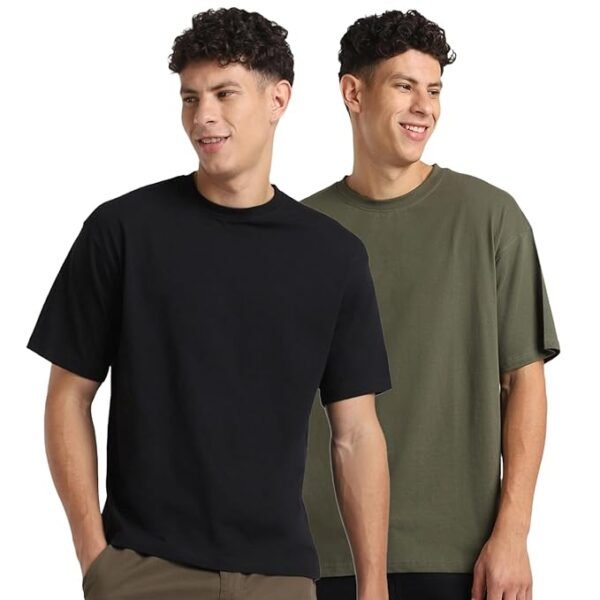 NOBERO Men Oversized Solid Loose fit Heavy Cotton T-shirt