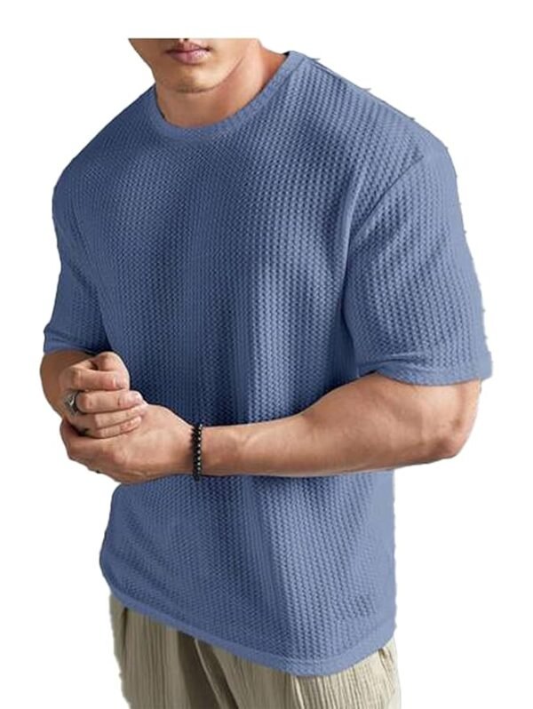 NETCLICK® Mens Solid Dotted Unique Design Oversized Tshirt for Men - Round Neck Loose Fit Drop Shoulder Mens T-Shirt - Image 3
