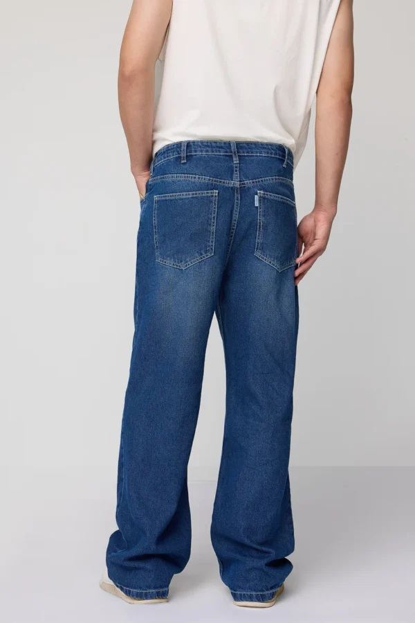 Vintage Blue Slit Knee Wide Leg Jeans - Image 2