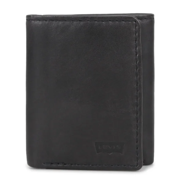 MEN BLUE BRAND LOGO TRI-FOLD WALLET