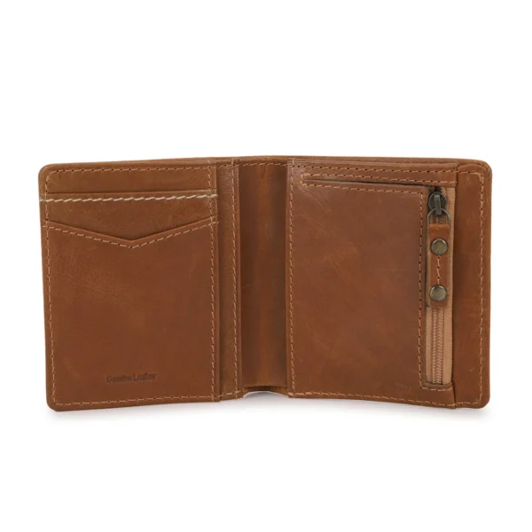 MEN TAN BRAND LOGO BI-FOLD WALLET - Image 3