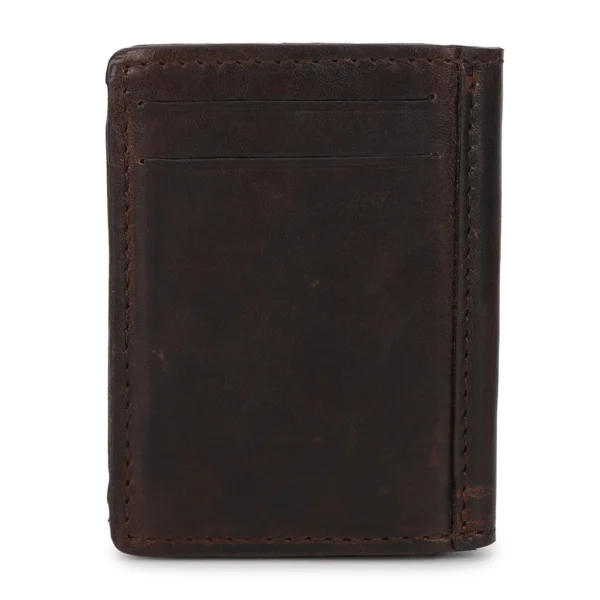 MEN BROWN BRAND LOGO MECHANICAL CARD WALLET