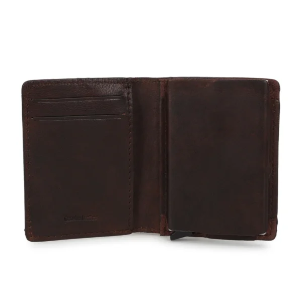 MEN BROWN BRAND LOGO MECHANICAL CARD WALLET - Image 3