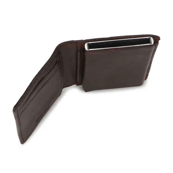 MEN BROWN BRAND LOGO MECHANICAL CARD WALLET - Image 4