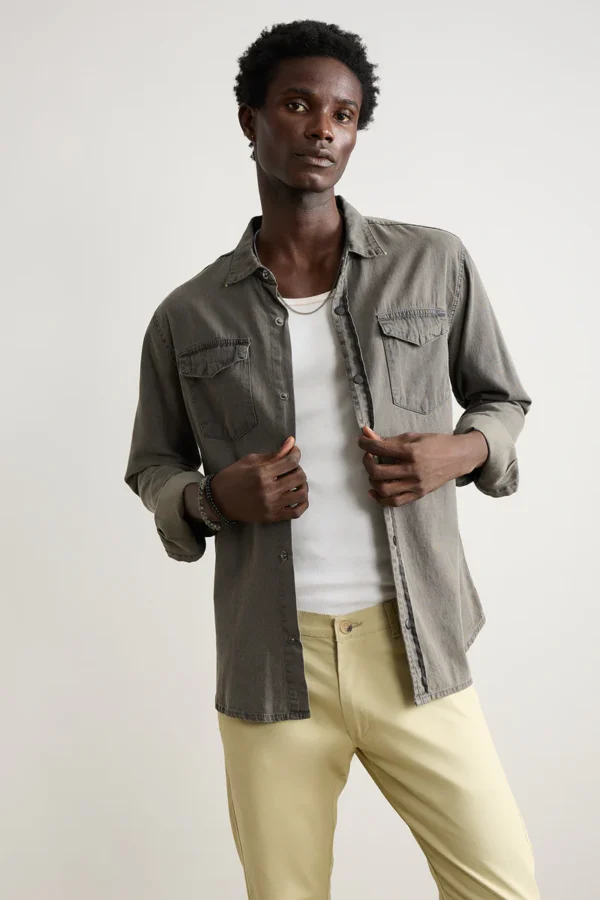 Washed Grey Men Shirt - Image 4