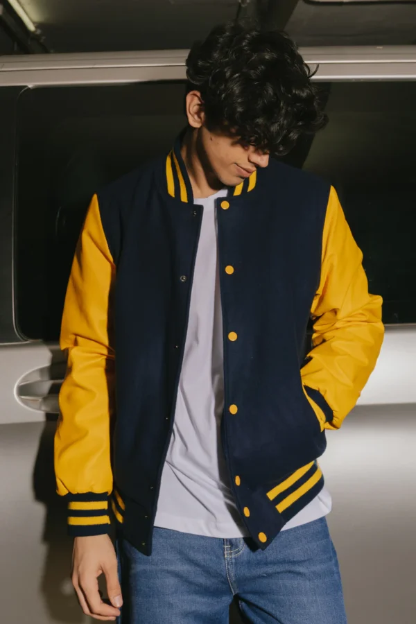 Navy Men Varsity Jacket - Image 2