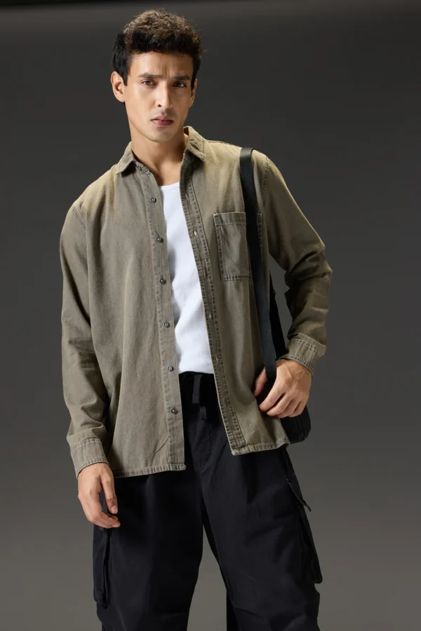 Dessert Grey Full Sleeves Men Shirt - Image 4