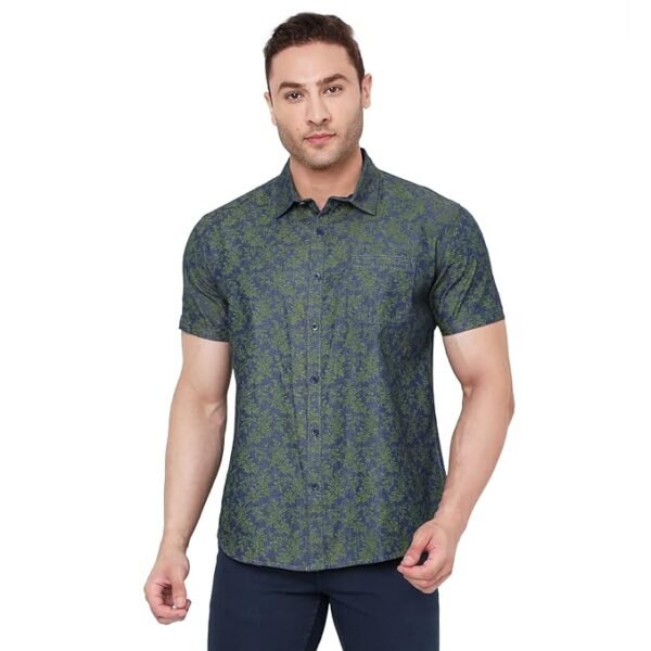 Amazon Brand - Nora Nico Cotton Twill Men Denim Print Slim Fit Casual Shirt - Image 4
