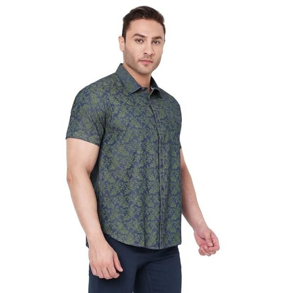 Amazon Brand - Nora Nico Cotton Twill Men Denim Print Slim Fit Casual Shirt